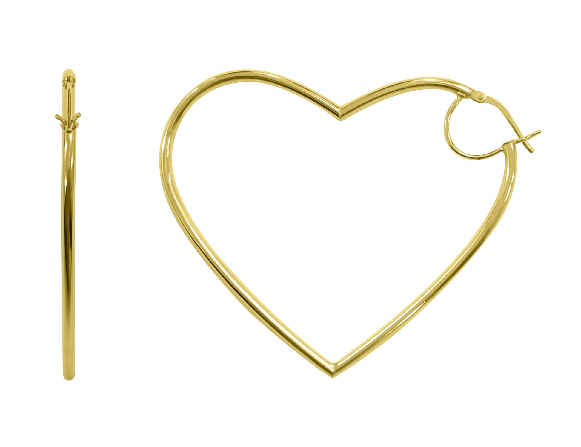Women'S 14K Gold Plated Sterling Silver High Polished Heart Adults Earrings