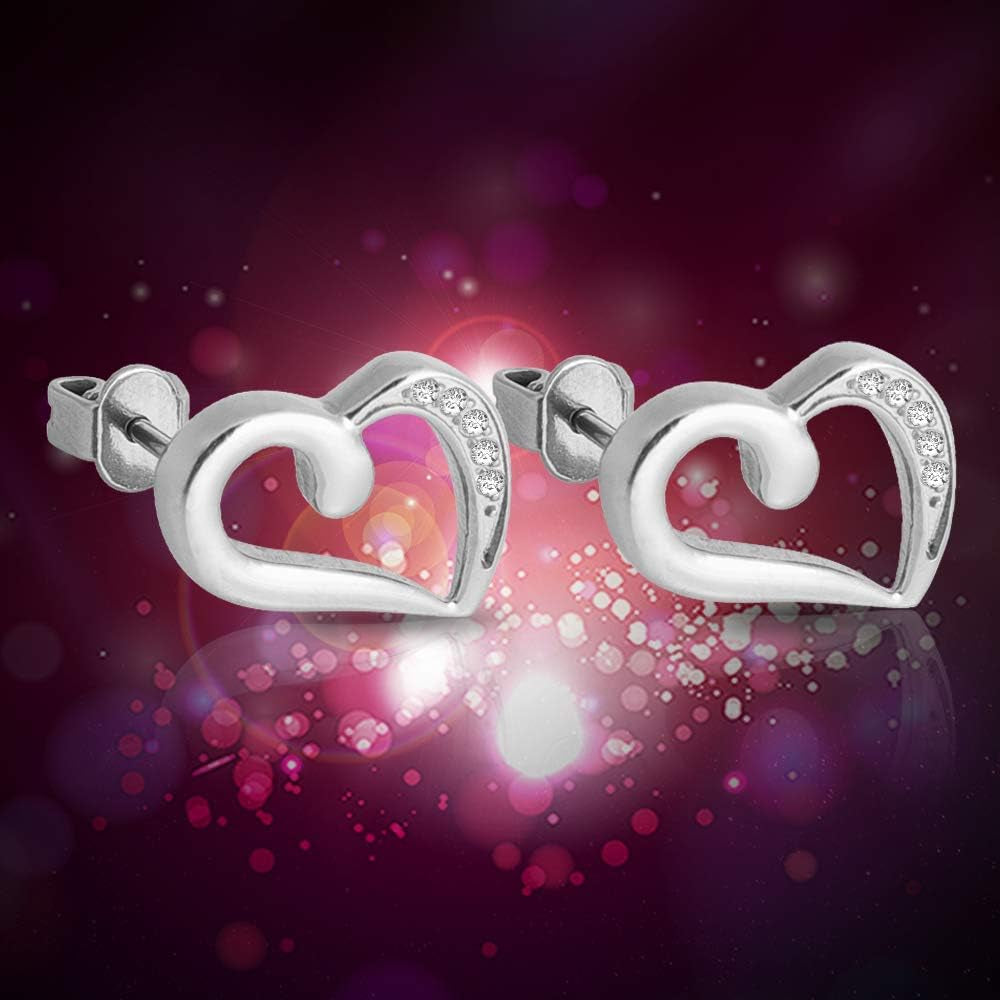 Titanium Earrings for Sensitive Ears, Titanium Stud Earrings for Women,Heart Cross Hexagon round CZ Stud Earrings