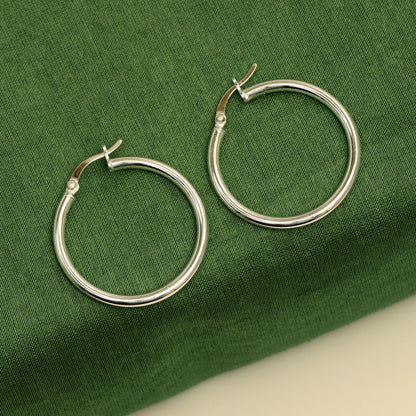 925 Sterling Silver Hypoallergenic Hoop Earrings 2.5MM Thick Italian Click-Top Classic Hoop Earrings Jewelry Gifts for Women 30MM