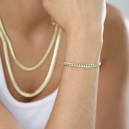 10K Real Yellow Gold Solid Miami Cuban Link 5Mm Chain Bracelet (7"-9") Italian Jewelry for Men