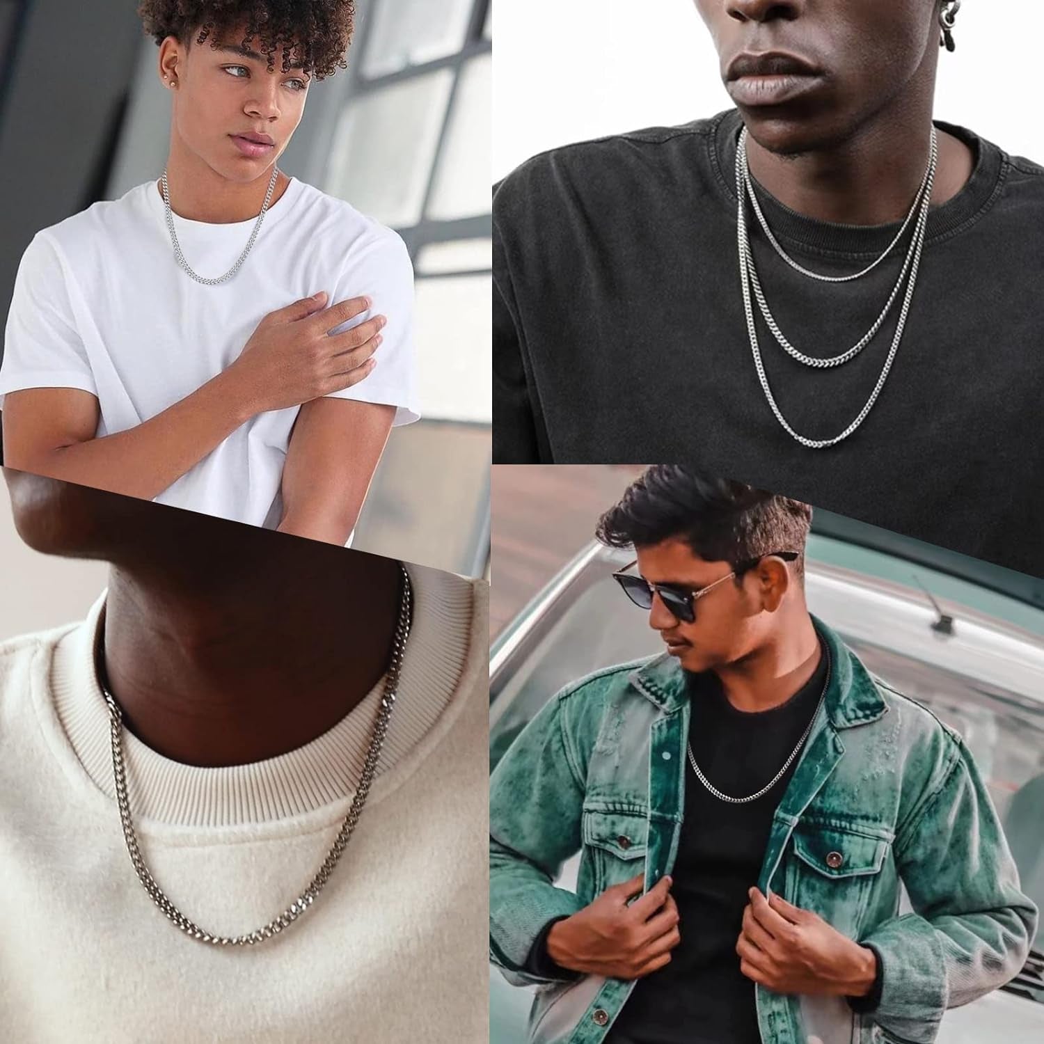 Mnes Gifts Cuban Link Chain for Men Stainless Steel Mens Necklaces 5Mm Neck Chains Accessories Jewelry for Men 18/20/22/24/30 Inch