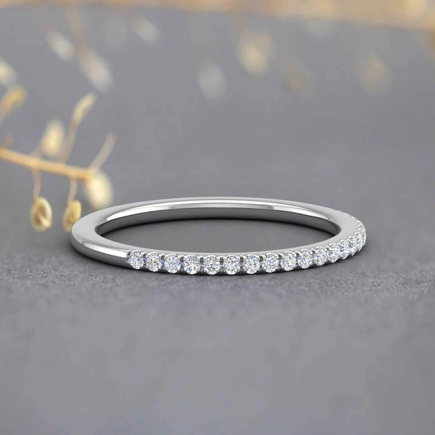 14K Gold Half Eternity Diamond Wedding Band Ring for Women (0.15 Carat)