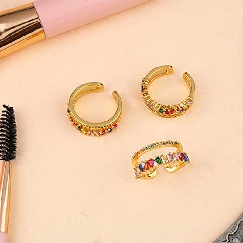 Gold-Plated Butterfly Rings - Vintage Snake Statement Rings with Cubic Zirconia for Women Adjustable Open Rings