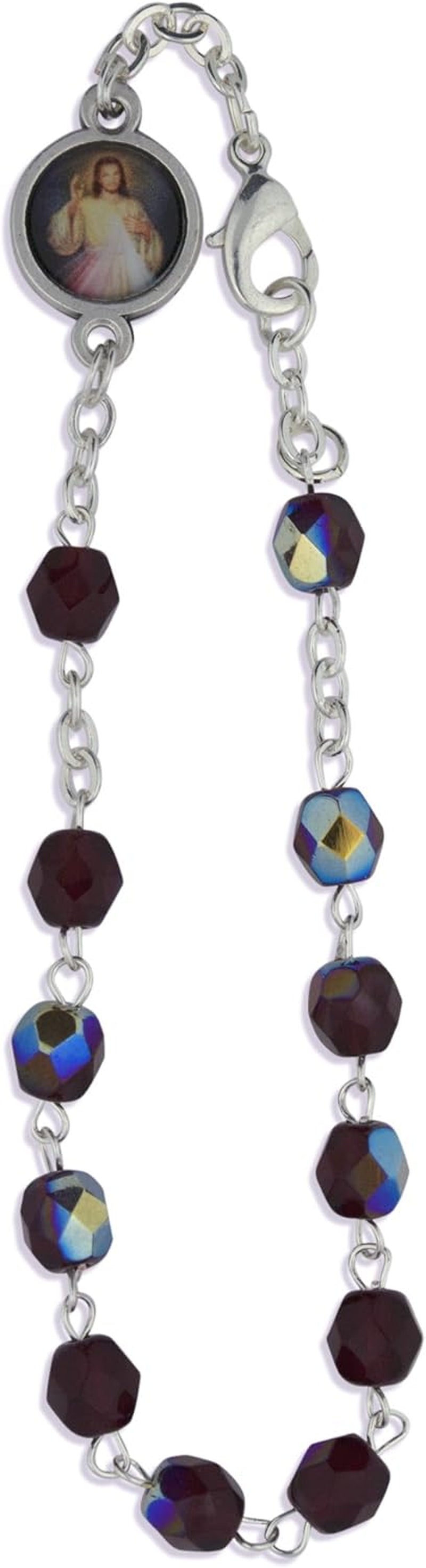 Crystal One Decade Rosary Bracelet (Garnet)