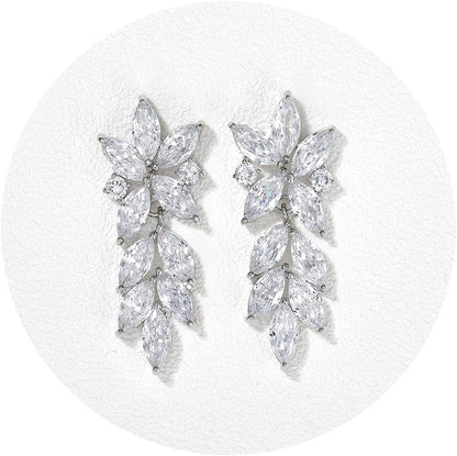 Marquise Wedding Earrings for Brides, Bridal Bridesmaid Earrings for Wedding, Cubic Zirconia Dangle Drop Earrings for Women