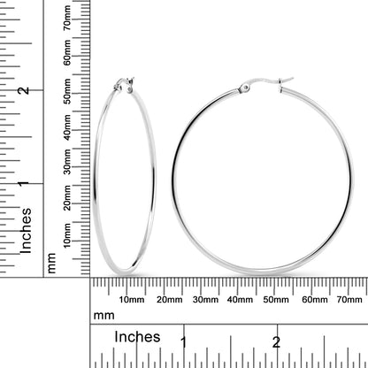 Stunning Stainless Steel Hoop Set of Two Earrings (50Mm Diameter) Two-Pair Set