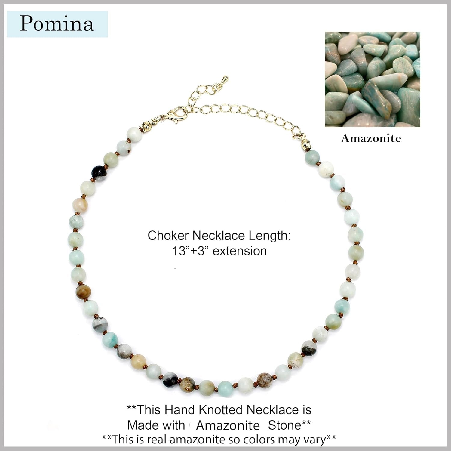 Real Amazonite Natural Gemstone Beaded Choker Necklace Semi Precious Stone Choker for Women Teen