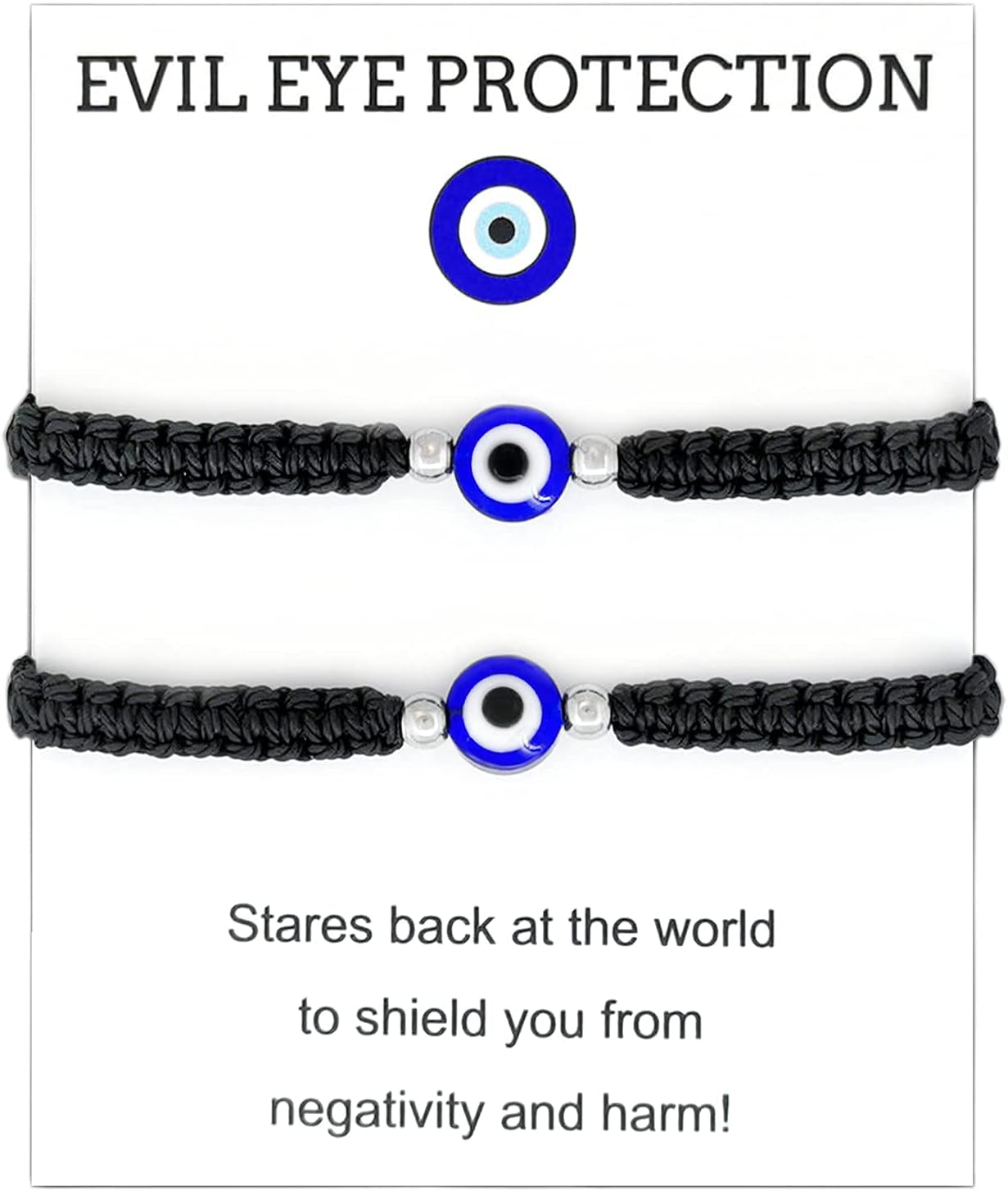 Evil Eye String Bracelets Handmade Black String Evil Eye Bracelet for Women Men Teen Girls Boys 2Pcs
