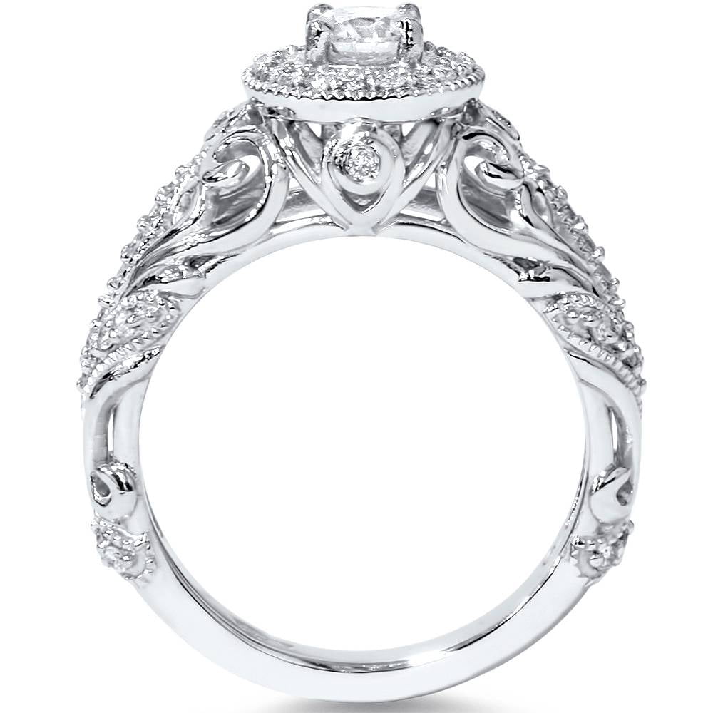 Pompeii 3/4Ct Vintage Diamond Engagement Ring 14K White Gold (G/H,I1-I2)