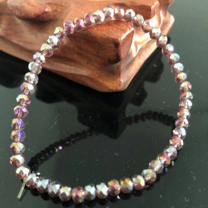 Handmade Women'S 4Mm Rhinestone Crystal Beaded round Glass Beads Stretch Bracelet Femme Bangle Bracelets Women Girl Wrap Jewelry