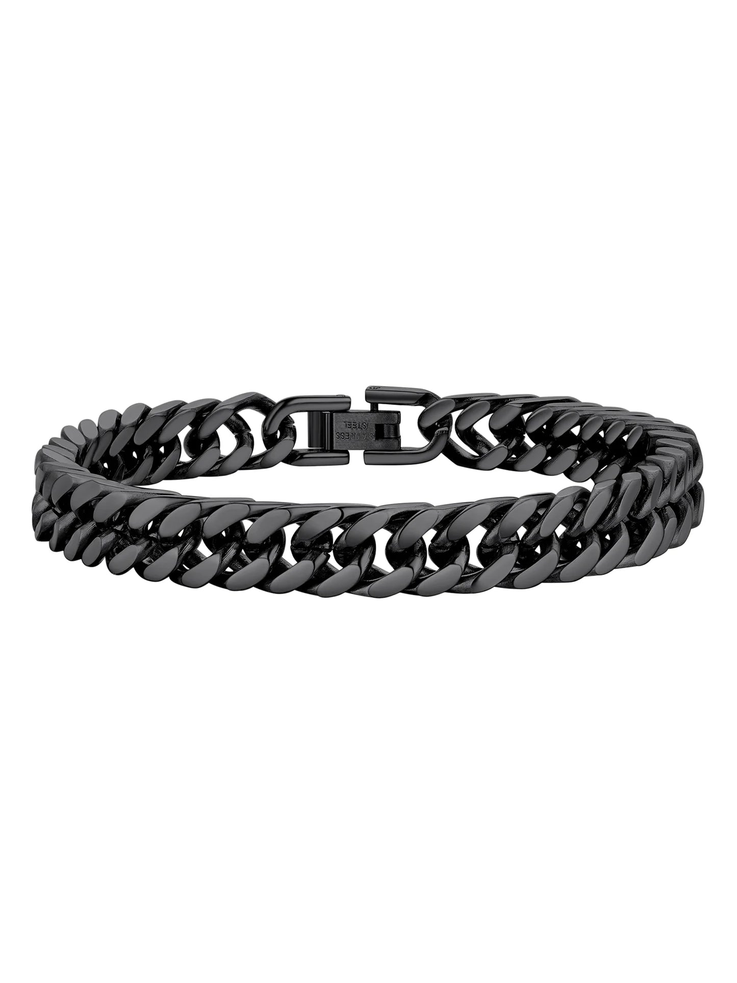 Black Cuban Chain Bracelets Stainless Steel 8Mm Franco Chain Bracelet for Mens Son Husband Father'S Day Hand Bracelet Jewelry Birthday Teen Graduation Gifts 7.5 Inch