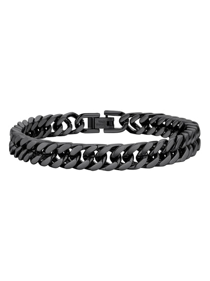Black Cuban Chain Bracelets Stainless Steel 8Mm Franco Chain Bracelet for Mens Son Husband Father'S Day Hand Bracelet Jewelry Birthday Teen Graduation Gifts 7.5 Inch