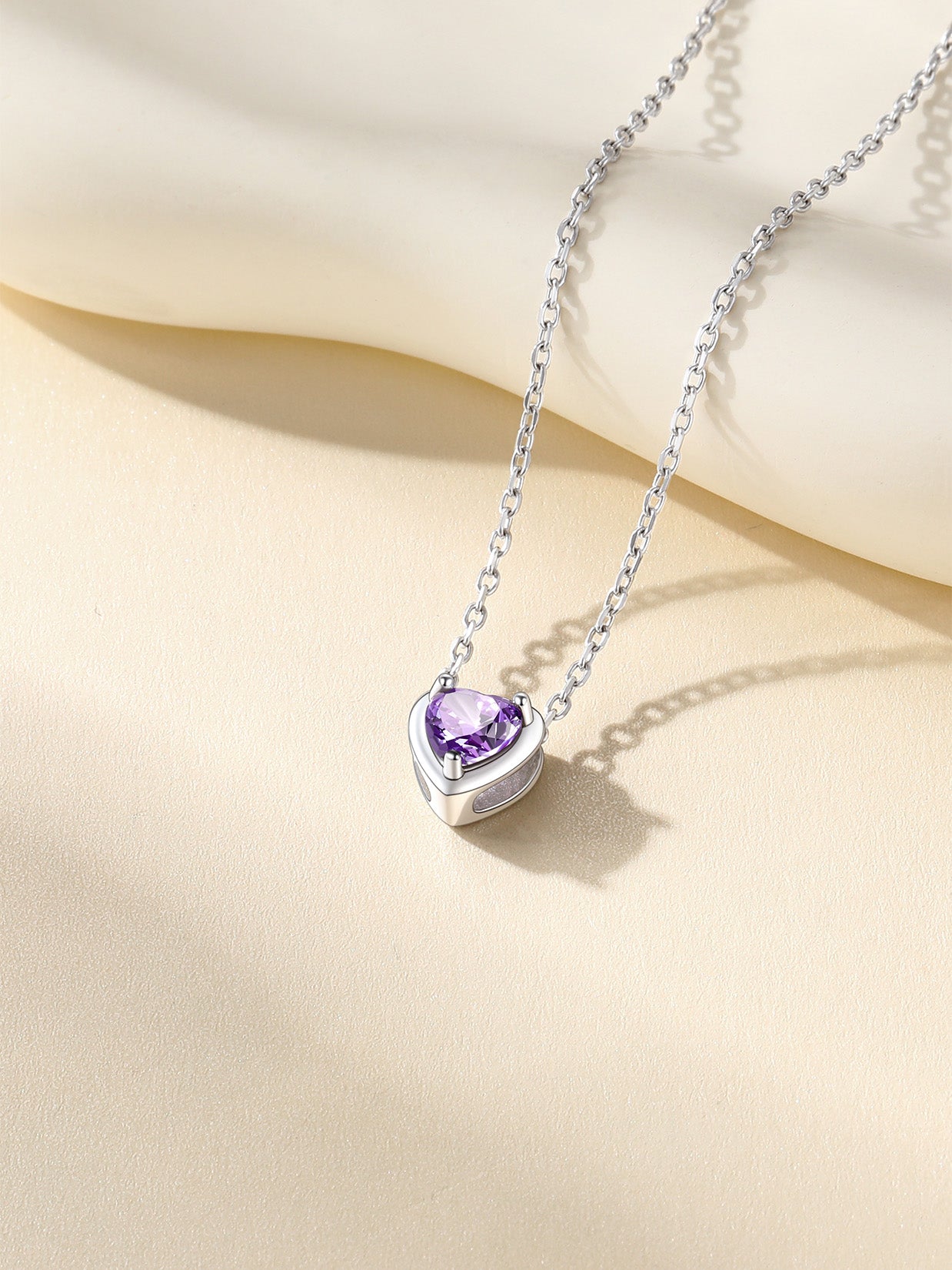 Silver Necklace for Women 925 Sterling Silver Birthstone Love Heart Necklace Birthday Women Gifts