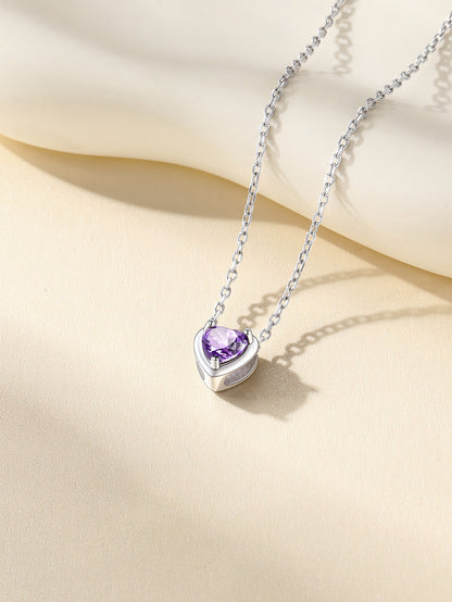 Silver Necklace for Women 925 Sterling Silver Birthstone Love Heart Necklace Birthday Women Gifts