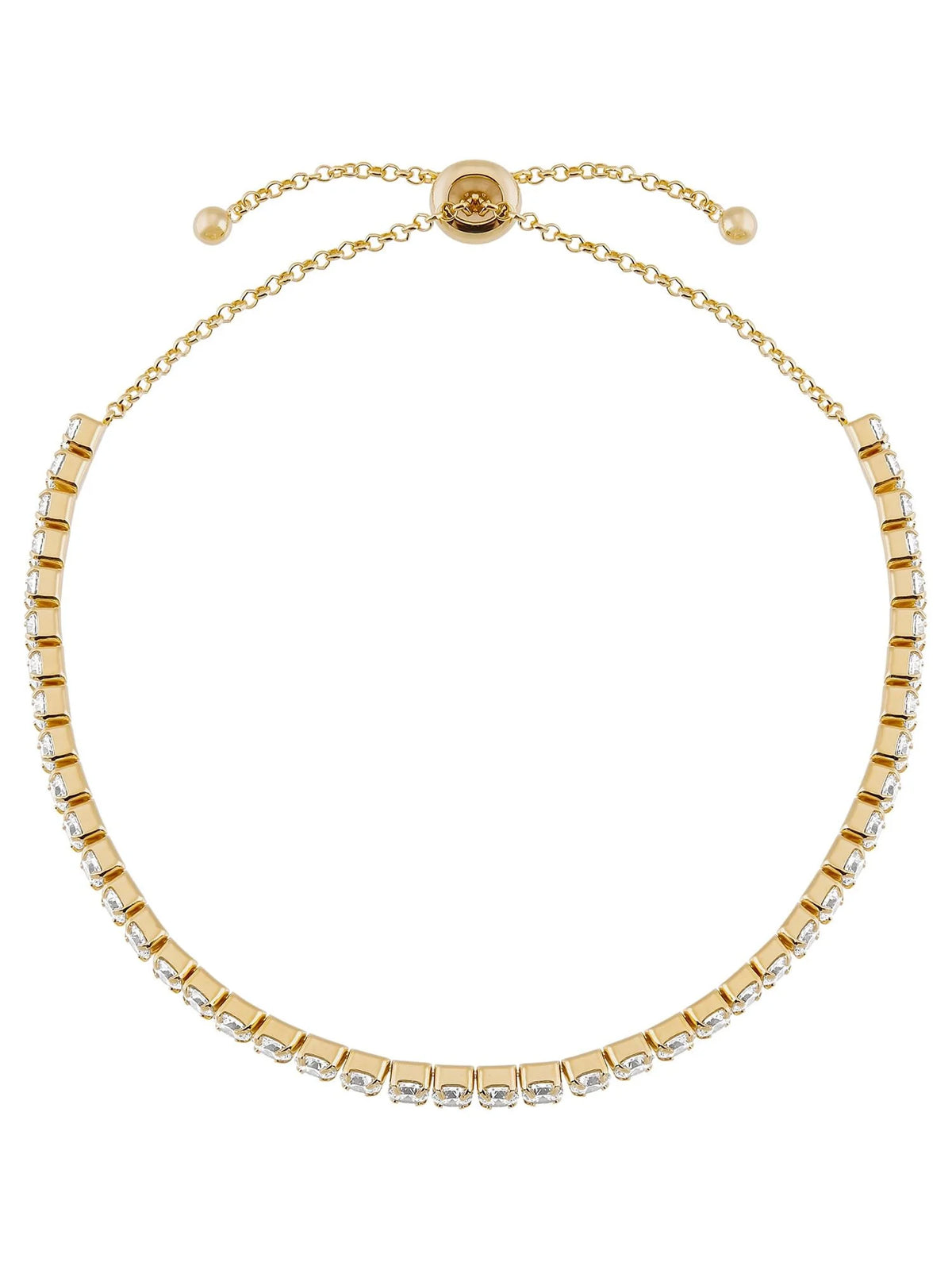 Cubic Zirconia Bracelet Sterling Silver 14K Yellow Gold-Plated,10"