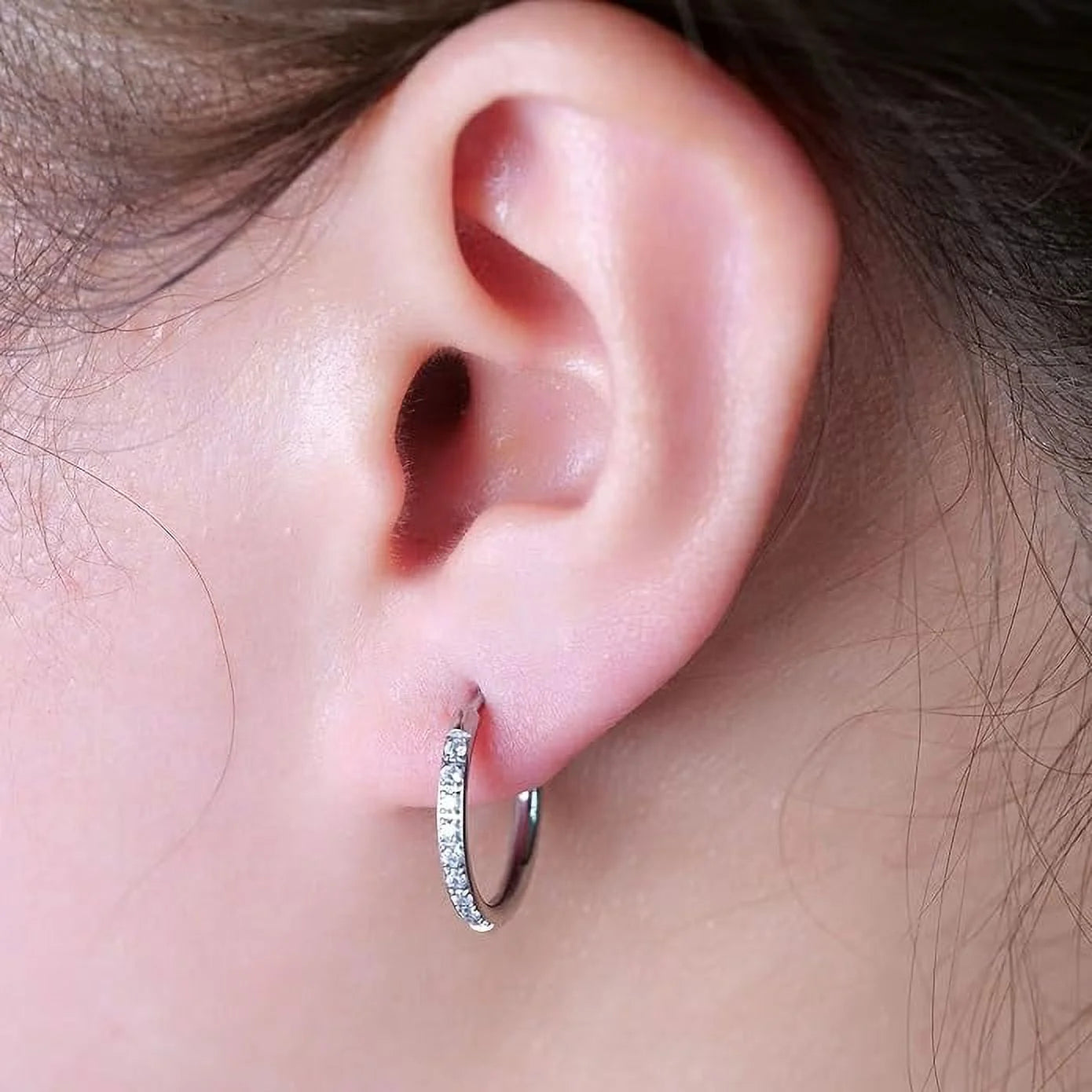 Huggie White CZ Earrings, 10Mm, Pair