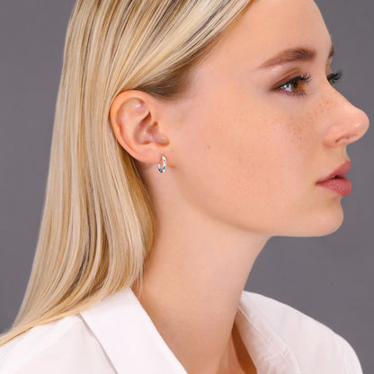 14K White Gold Classic Polished round Gold Hoop Earrings (12Mm) for Women & Unisex