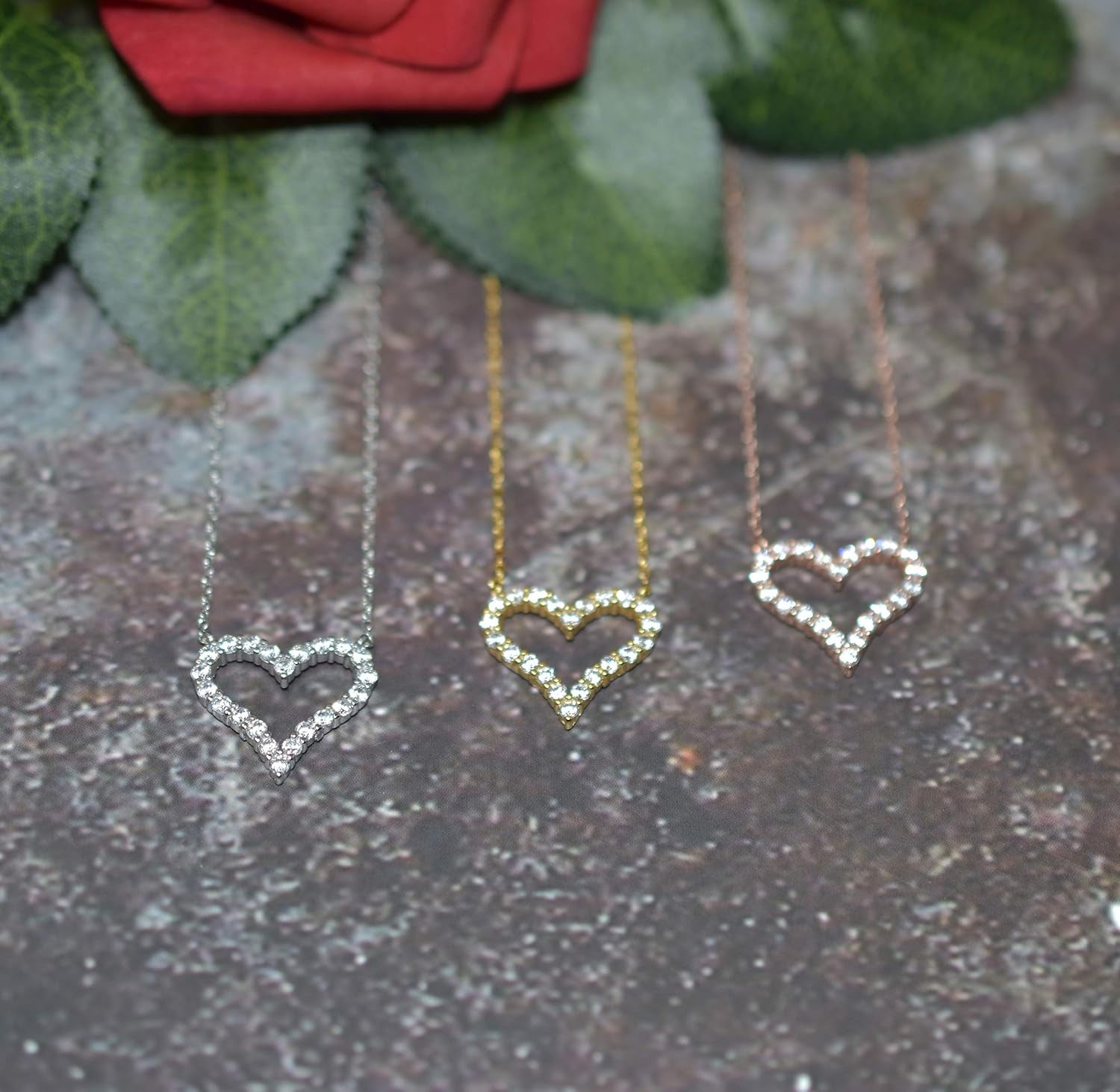 18K Gold Plated Heart Necklaces for Women Filled with CZ Stones | Women'S Jewelry Love Pendant Necklace