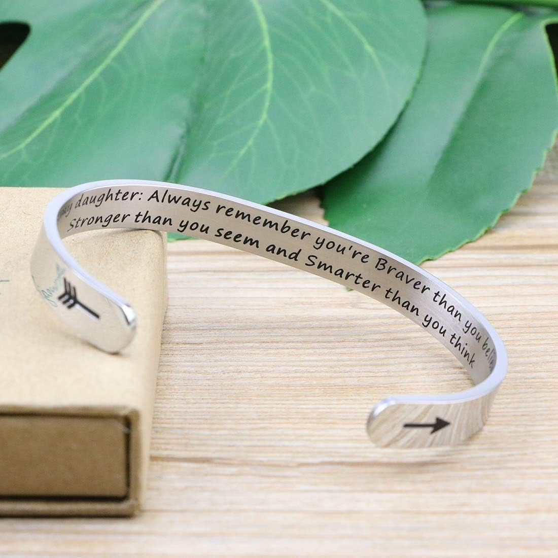 Daughter Mother Bracelets Wide Cuff Bangle Message Engraved Christmas Gifts for Her