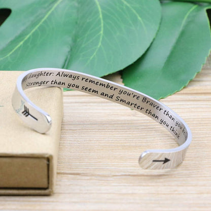 Daughter Mother Bracelets Wide Cuff Bangle Message Engraved Christmas Gifts for Her