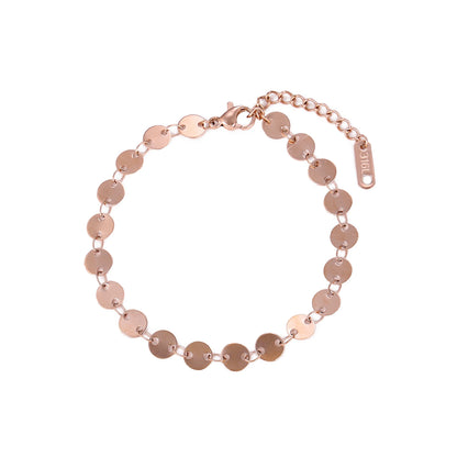 Popular Vintage Bracelet 18K Gold Plated Chain Stainless Steel Waterproof Handmade Disc round Bracelet for Women