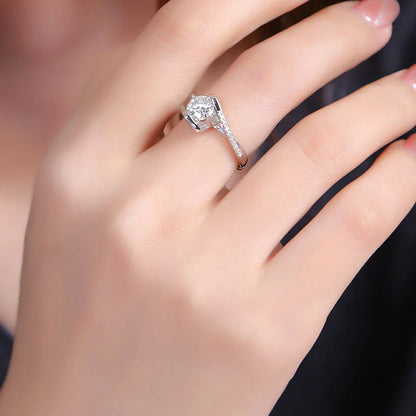 Round Brilliant Cut Zirconia Engagement Rings Jewelry - 925 Sterling Silver