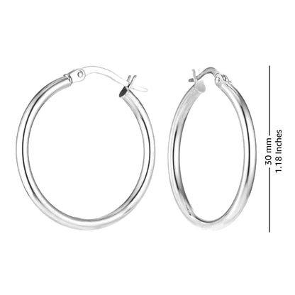 925 Sterling Silver Hypoallergenic Hoop Earrings 2.5MM Thick Italian Click-Top Classic Hoop Earrings Jewelry Gifts for Women 30MM