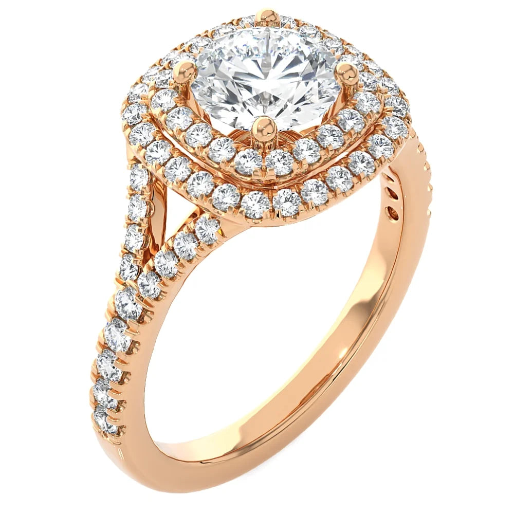 Pompeii Certified 2 1/5Ct Cushion Halo Diamond Engagement Ring 14K Gold Lab Grown