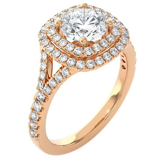 Pompeii Certified 2 1/5Ct Cushion Halo Diamond Engagement Ring 14K Gold Lab Grown
