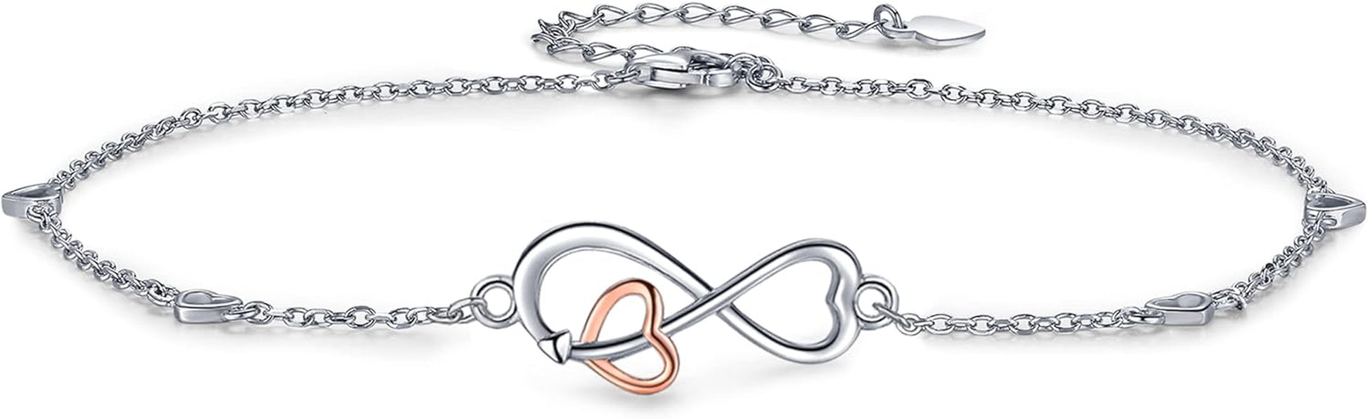 Infinity Ankle Bracelets for Women Sterling Silver Love Heart/Rose Flower/Sunflower Anklets -Summer Beach Ankle Chain Jewelry Gifts for Mom Women Wife Girlfriend