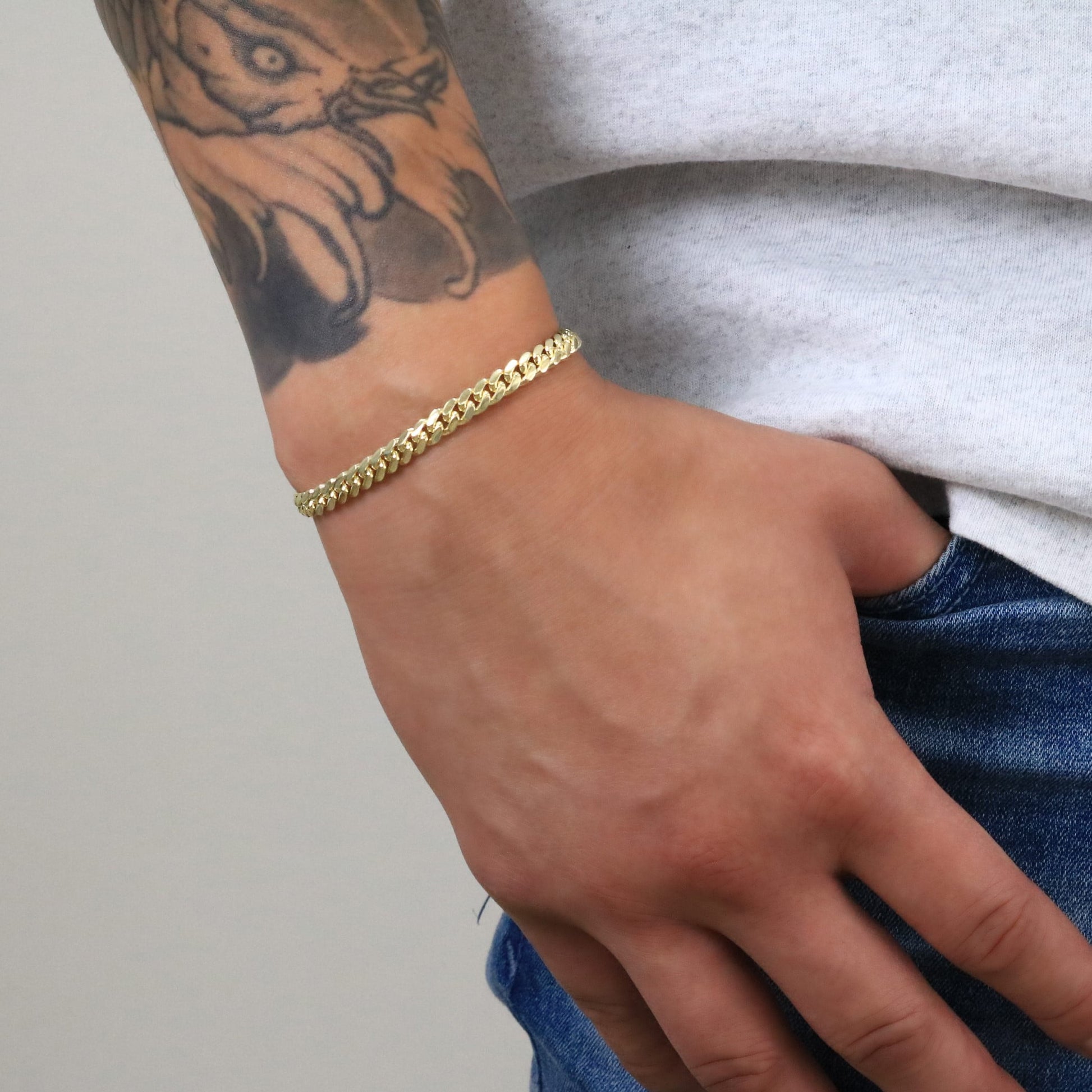 10K Real Yellow Gold Solid Miami Cuban Link 5Mm Chain Bracelet (7"-9") Italian Jewelry for Men