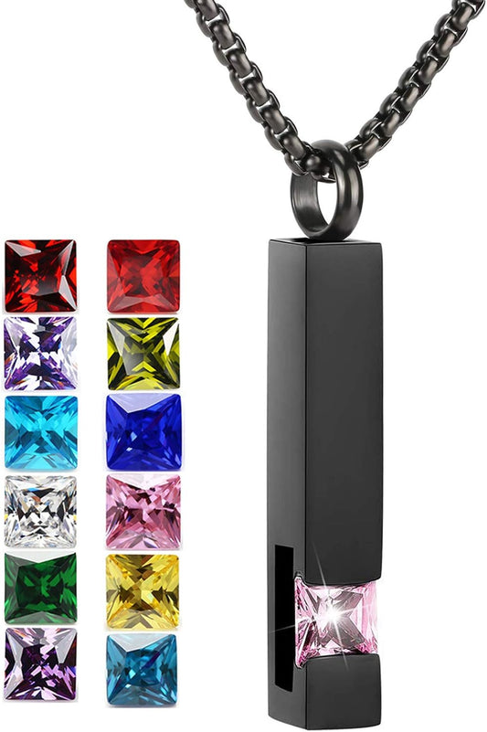 Urn Necklaces for Ashes Birthstone Cube Urns for Human Ashes Memorial Cremation Urn Locket Keepsake Ashes Jewelry