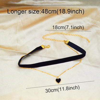 Heart Necklace Adjustable Red Choker Classic Collar Necklaces for Women and Girls Velvet Chocker Necklace