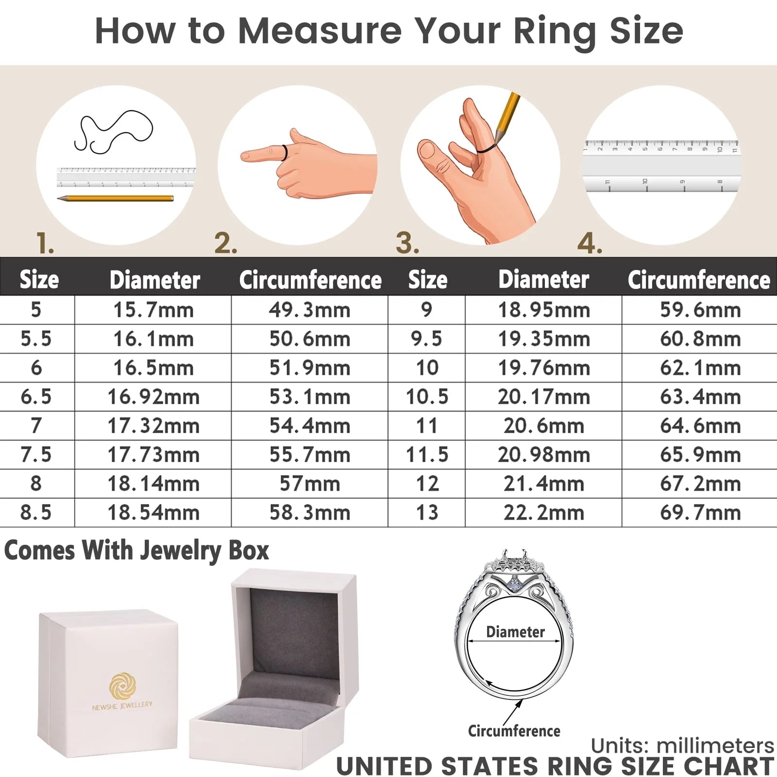Engagement Sets Wedding Rings for Women 925 Sterling Silver 3Pcs White Cz Size 8
