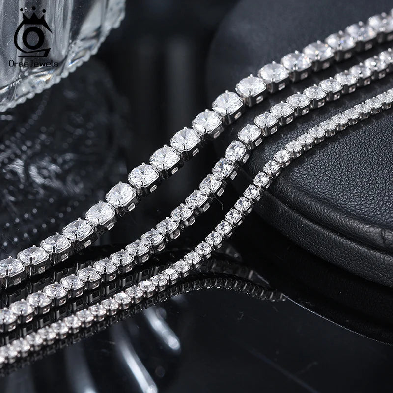 4Mm round Cut Tennis Bracelet in 925 Sterling Silver White Gold Woman Men Bracelets Bangle Jewelry Hand Chain SB94