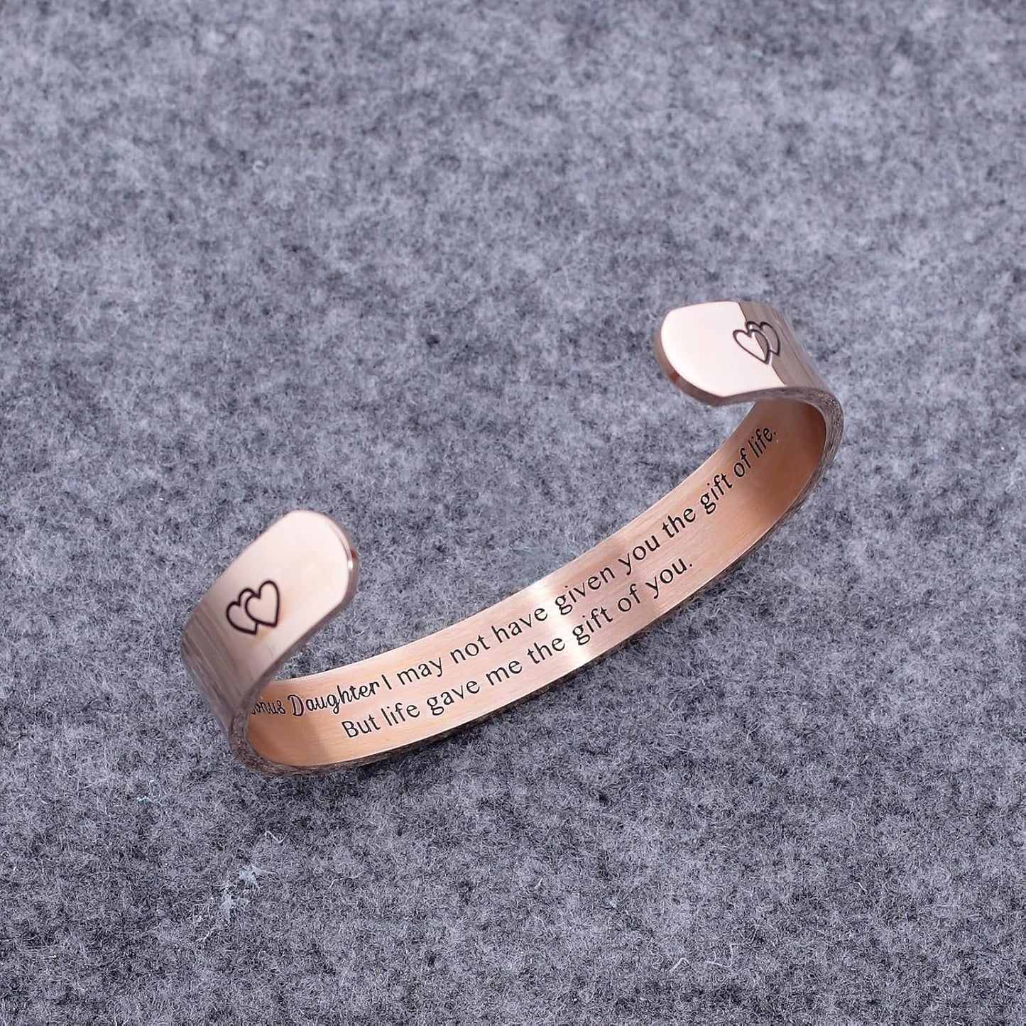 Daughter Mother Gift Bracelets Wide Cuff Bangle Inspirational Bracelets for Women Mom Personalized Message Engraved Cuff to My Daughter I Am so Proud of You