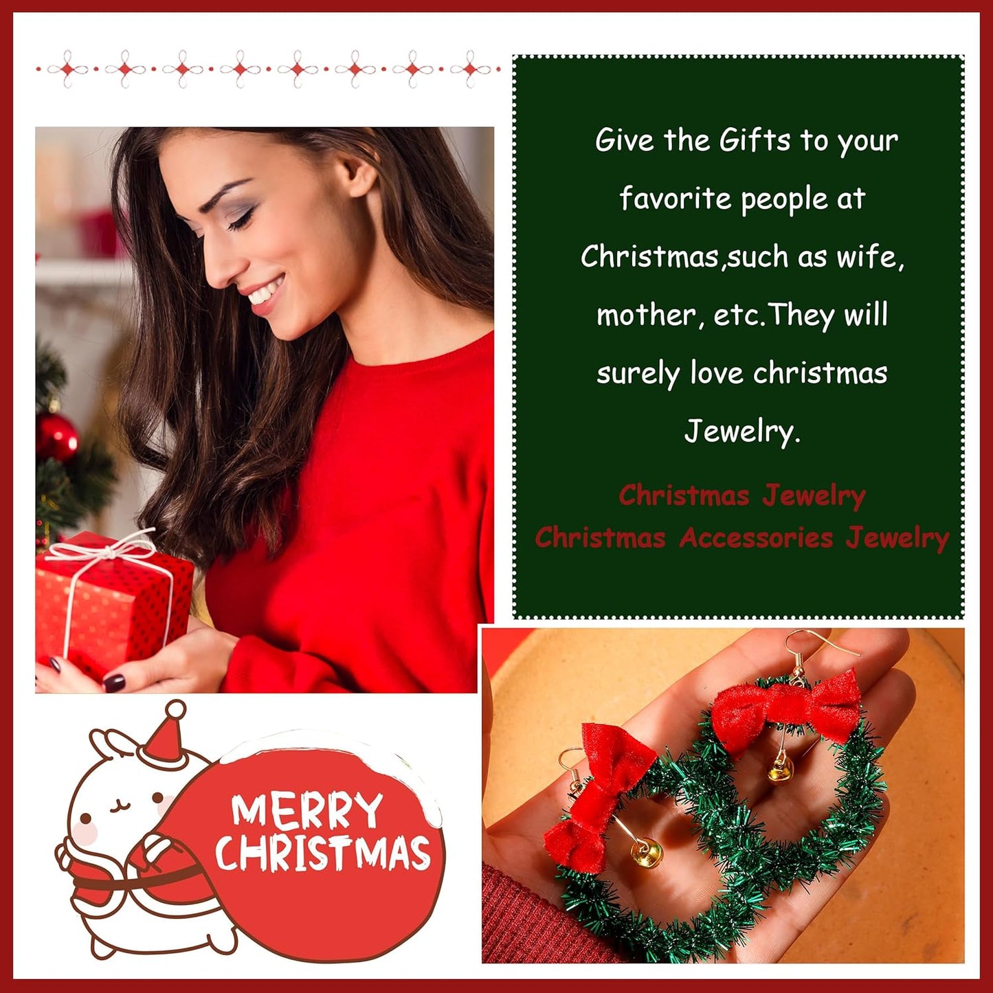 Christmas Earrings for Women Stocking Stuffers Christmas Tree Snowflake Bow Bell Dangle Earrings Xmas Holiday Jewelry Gifts Outfits Accessories