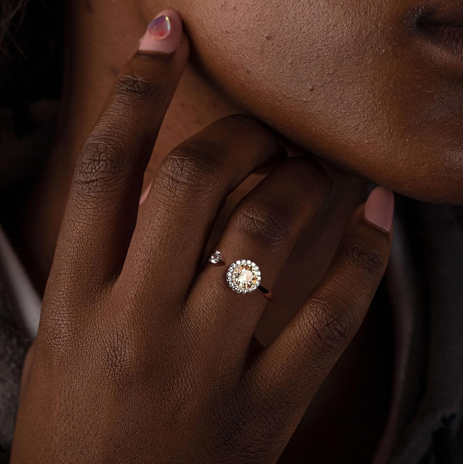 Fidget Ring Birthstone Rings for Women Thumb Rings Fidget Ring Women Rose Gold Ring Spinner Ring Anxiety Ring for Women Cubic Zirconia Ring