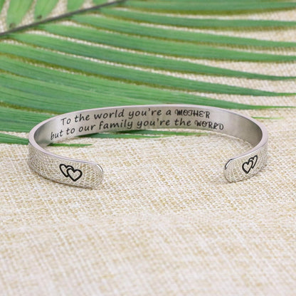 Women Bangle Bracelet Cuffs Open White Inspirational Girls Jewelry Engraved Encourage Mantra