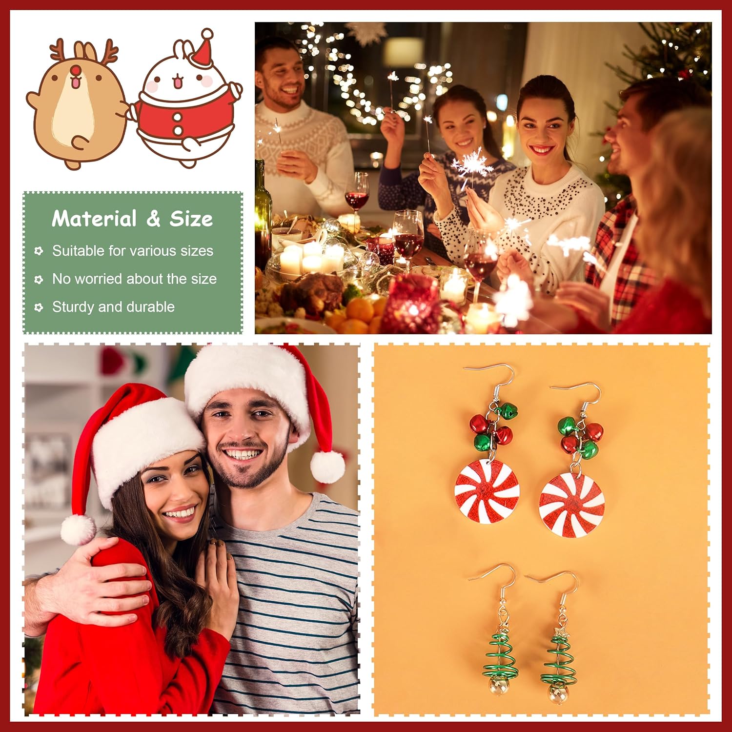 Christmas Earrings for Women Pink Flamingo Tree Snowflake Bow Jingle Bell Dangling Trendy Holiday Earrings Stocking Stuffers Christmas Jewelry Gifts Outfits Accessories