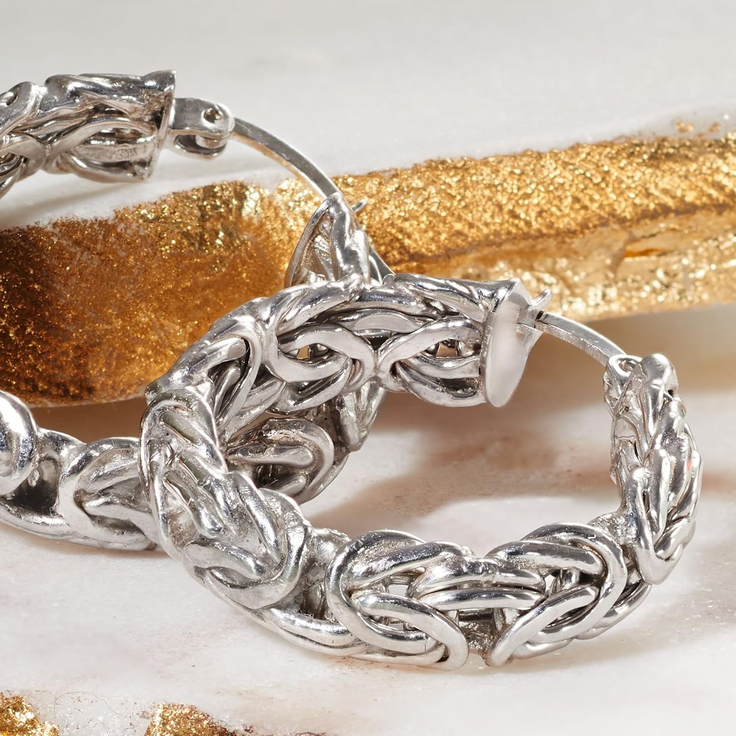 Sterling Silver Byzantine Hoop Earrings