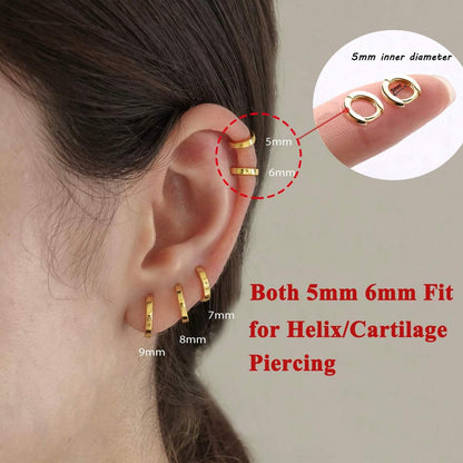 925 Sterling Silver Small Gold Hoop Earrings for Women Girls 14K Gold Huggie Earrings Tiny Hypoallergenic Cartilage Earrings Hoops