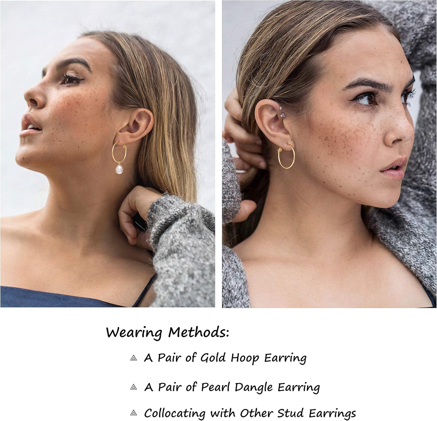 Gold Huggie Hoop Earrings with Charms Fashion Pearl Drop Dangle Earrings for Women Handmade Karma Circle Jewelry for Ladies Lightweight Pearl Earrings on Christmas…