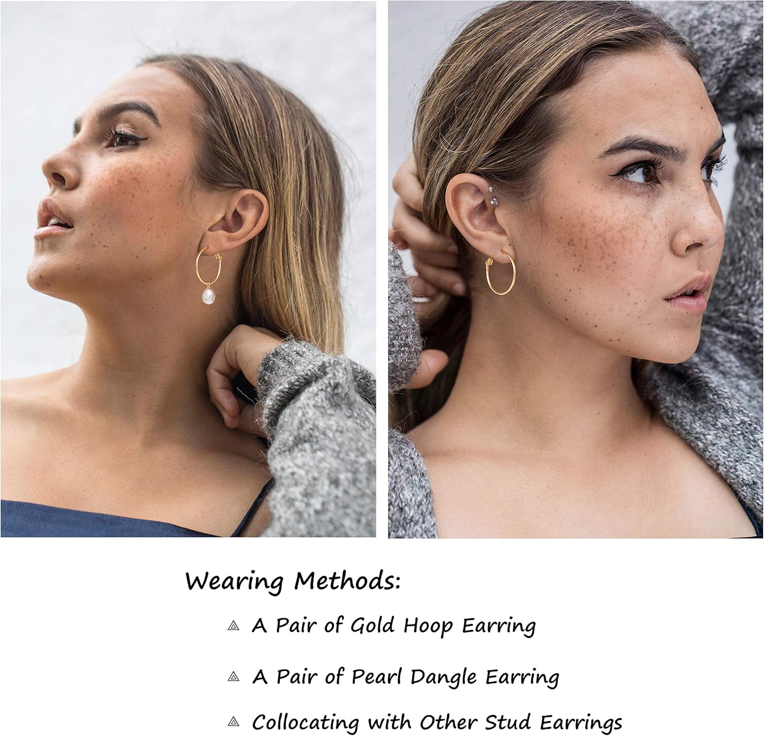 Gold Huggie Hoop Earrings with Charms Fashion Pearl Drop Dangle Earrings for Women Handmade Karma Circle Jewelry for Ladies Lightweight Pearl Earrings on Christmas…