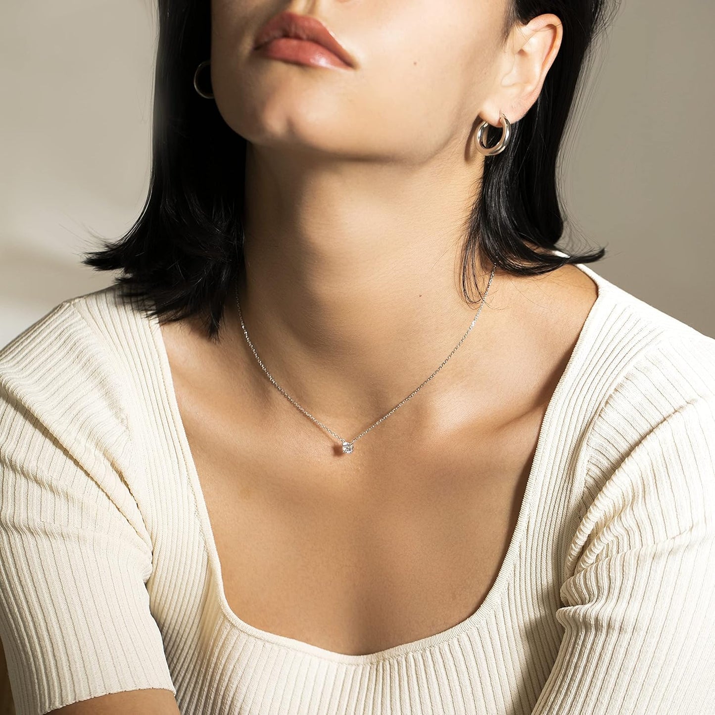 Gold Diamond Dainty Choker Necklace for Women Sterling Silver 0.5/1/2Cttw Tennis Crystal Cubic Zirconia Gold Plated Pendant Necklaces Best Friend Birthday Gifts for Women Trendy Sister Mom Wife Womens Her Friend Party