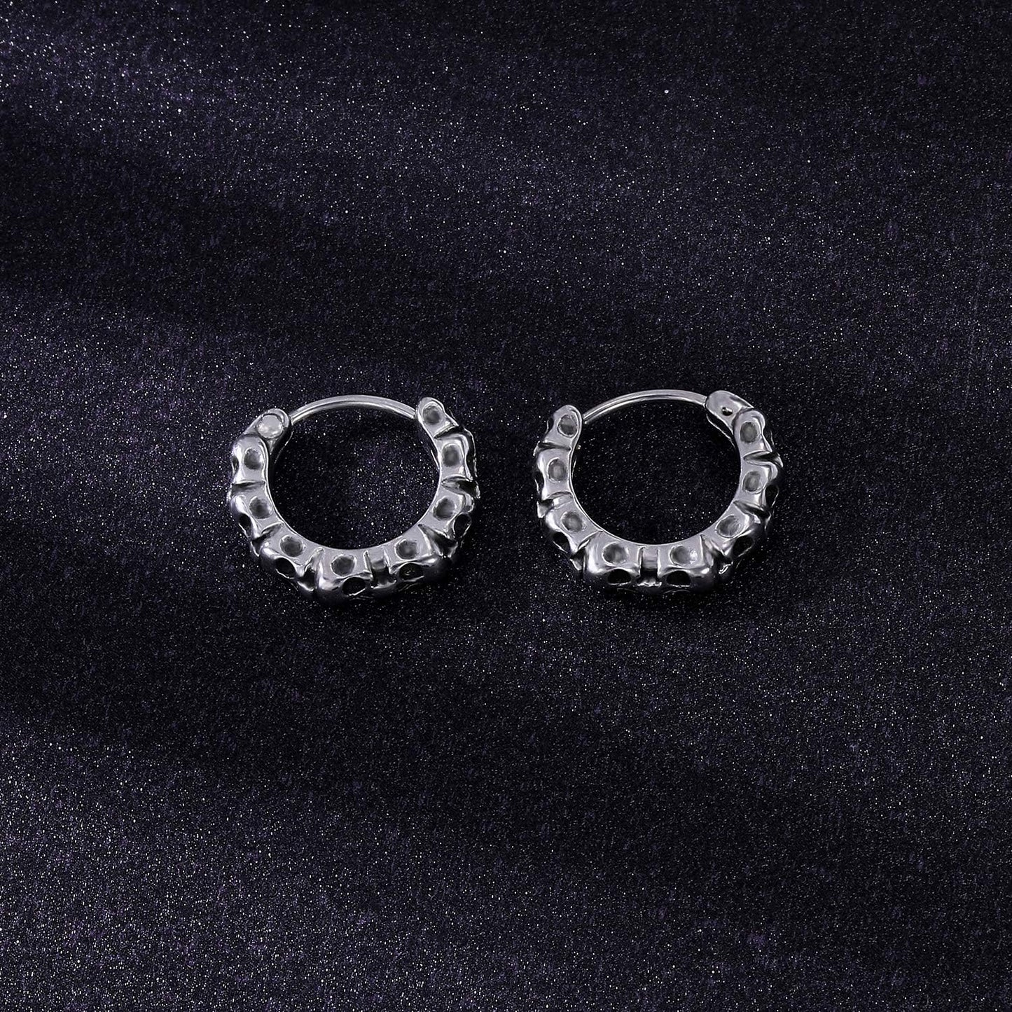 Gothic Skull Hoop Earrings for Men Surgical Steel Mens Huggie Earrings Punk Black Helix Piercing Jewelry for Women