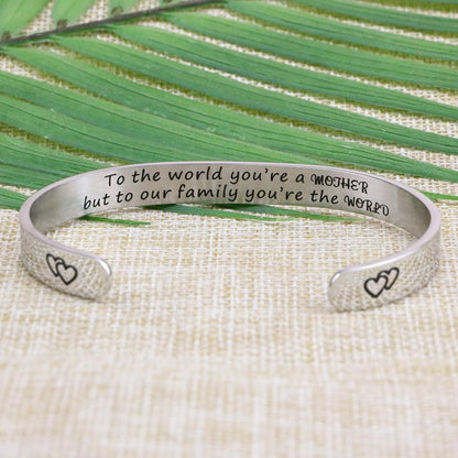 Women Bangle Bracelet Cuffs Open White Inspirational Girls Jewelry Engraved Encourage Mantra