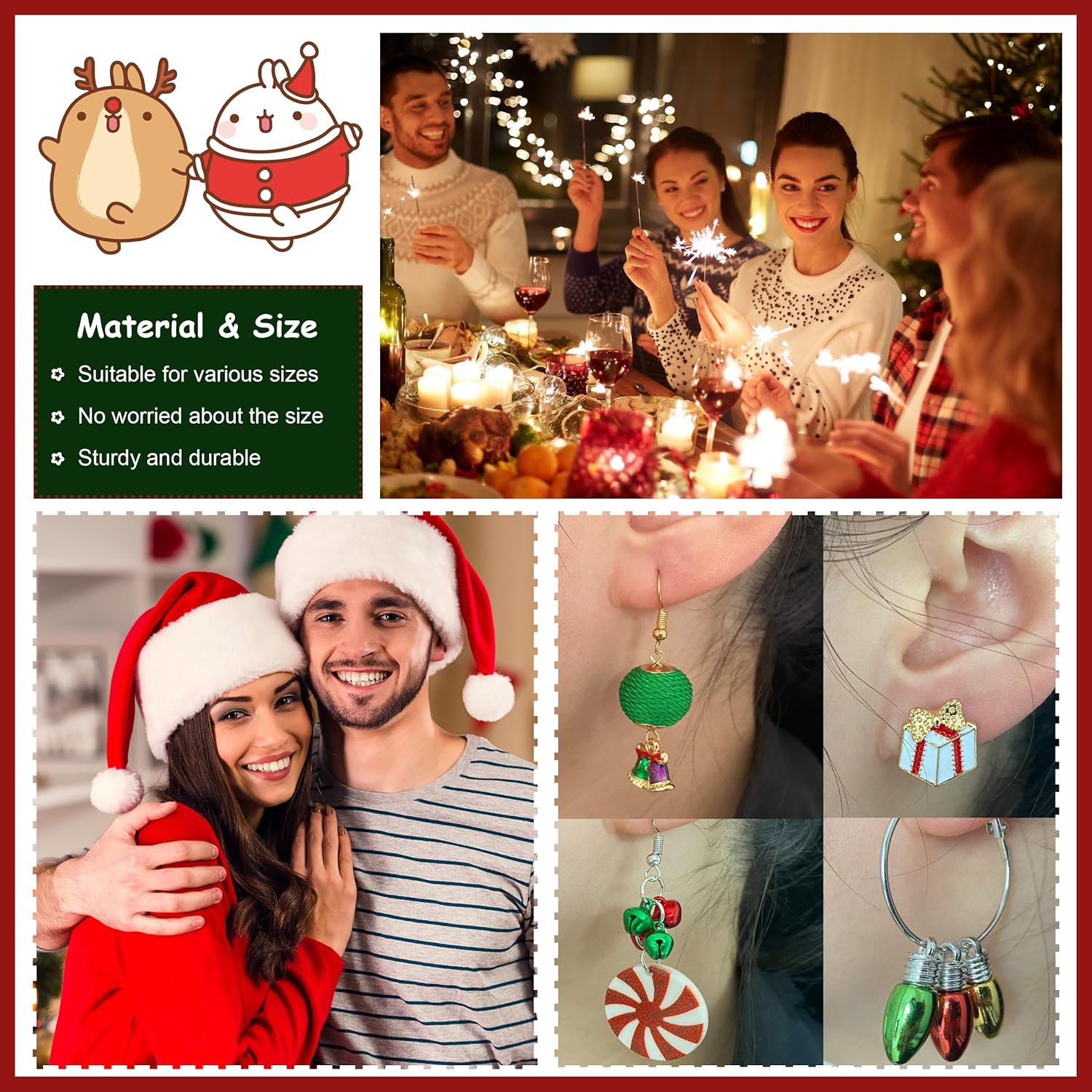 Christmas Earrings for Women Trendy Christmas Tree Snowflake Santa Candy Cane Earrings for Winter Stocking Stuffers Holiday Earrings Gifts Jewelry