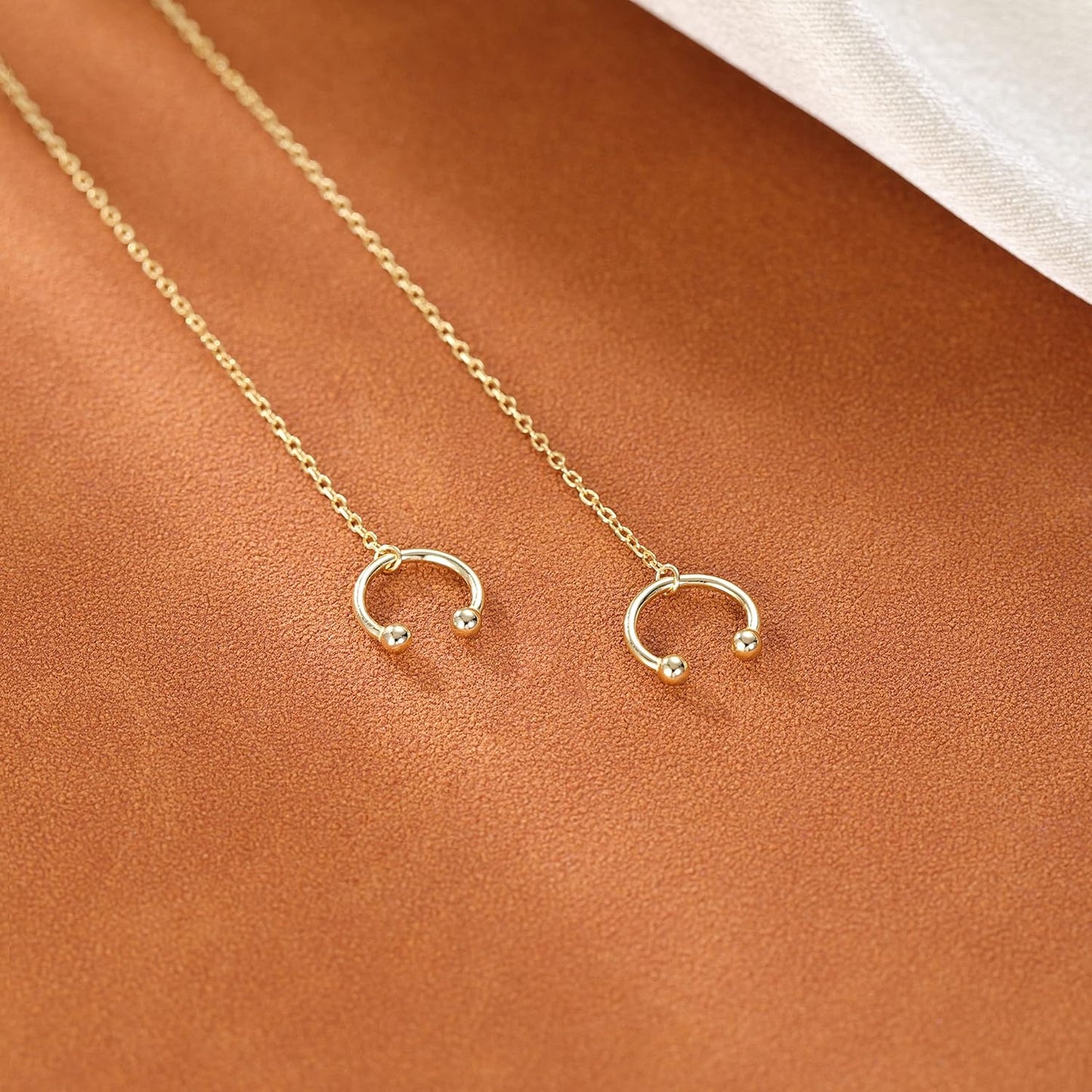 Sterling Silver Cuff Earrings and Chain for Women - Crawler and Wrap Climber Earrings