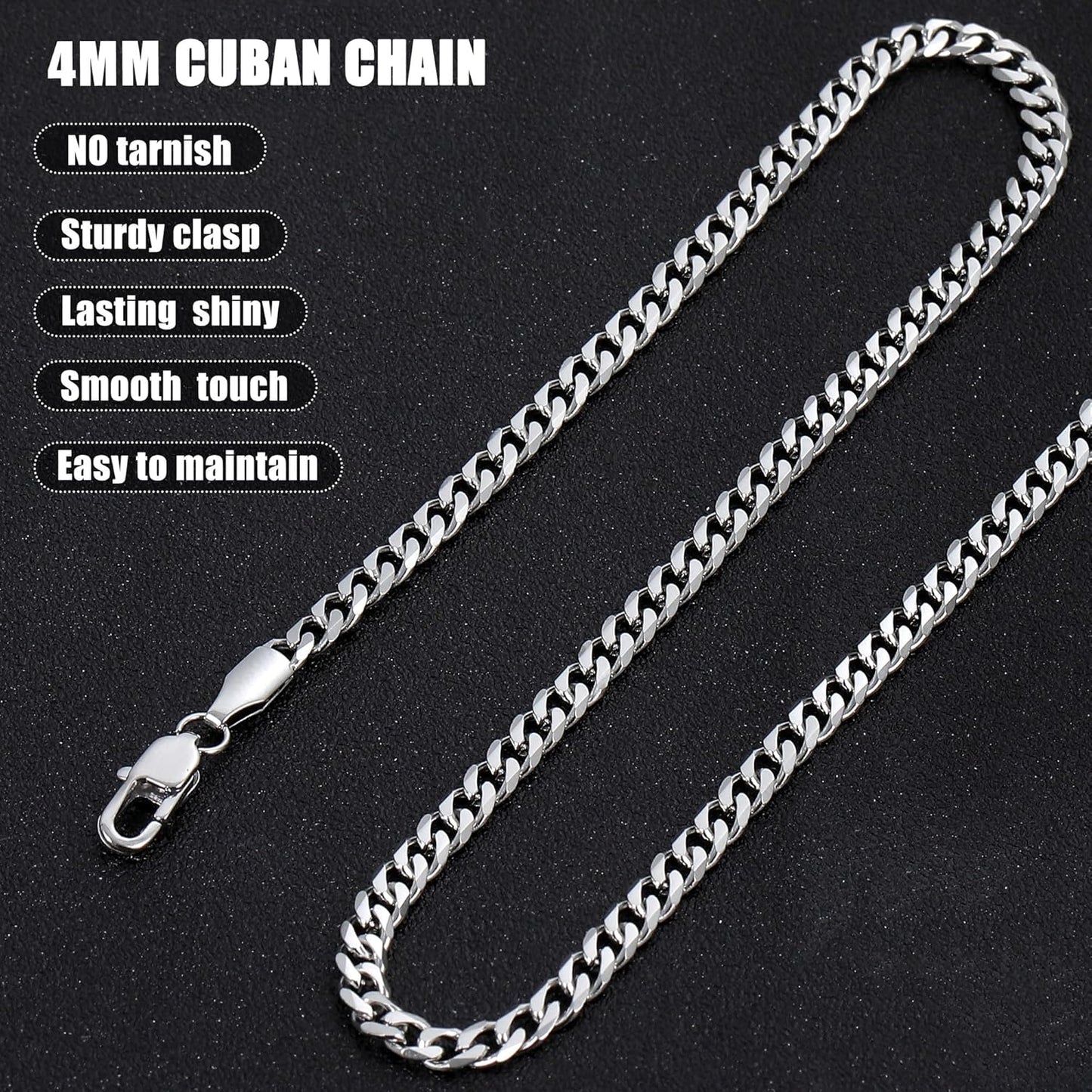 5Mm Silver Tone/Gold Cuban Link Chain for Men, Mens Chain Necklaces, Stainless Steel Chain Necklaces for Men Women, 3.5/4/5Mm